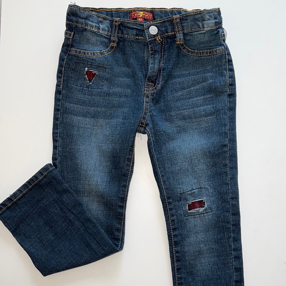 7 for all mankind Toddler Blue Jeans {snap closure w/ adjustable waist straps}4T